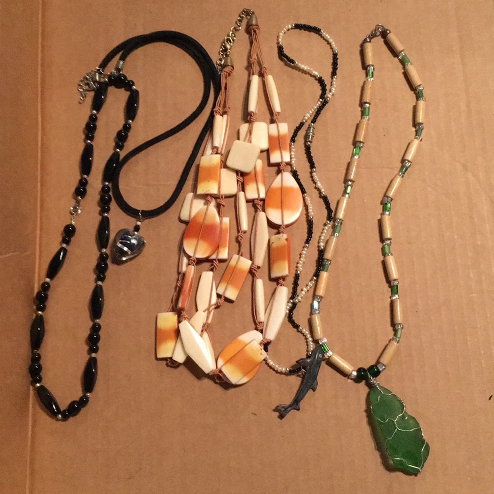 5 bead necklaces- all usable- sea glass